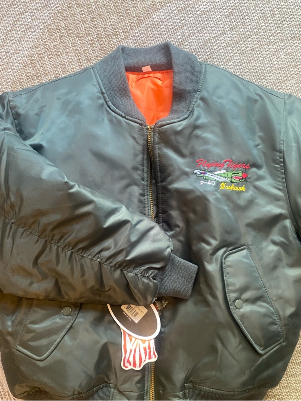 RARE NWT Rothco REVERSIBLE MA-1 Flight Jacket Flying Tigers P-40 Warhawk BOMBER